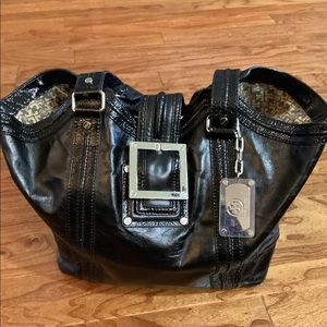Womens Tory Burch Black Leather Tote